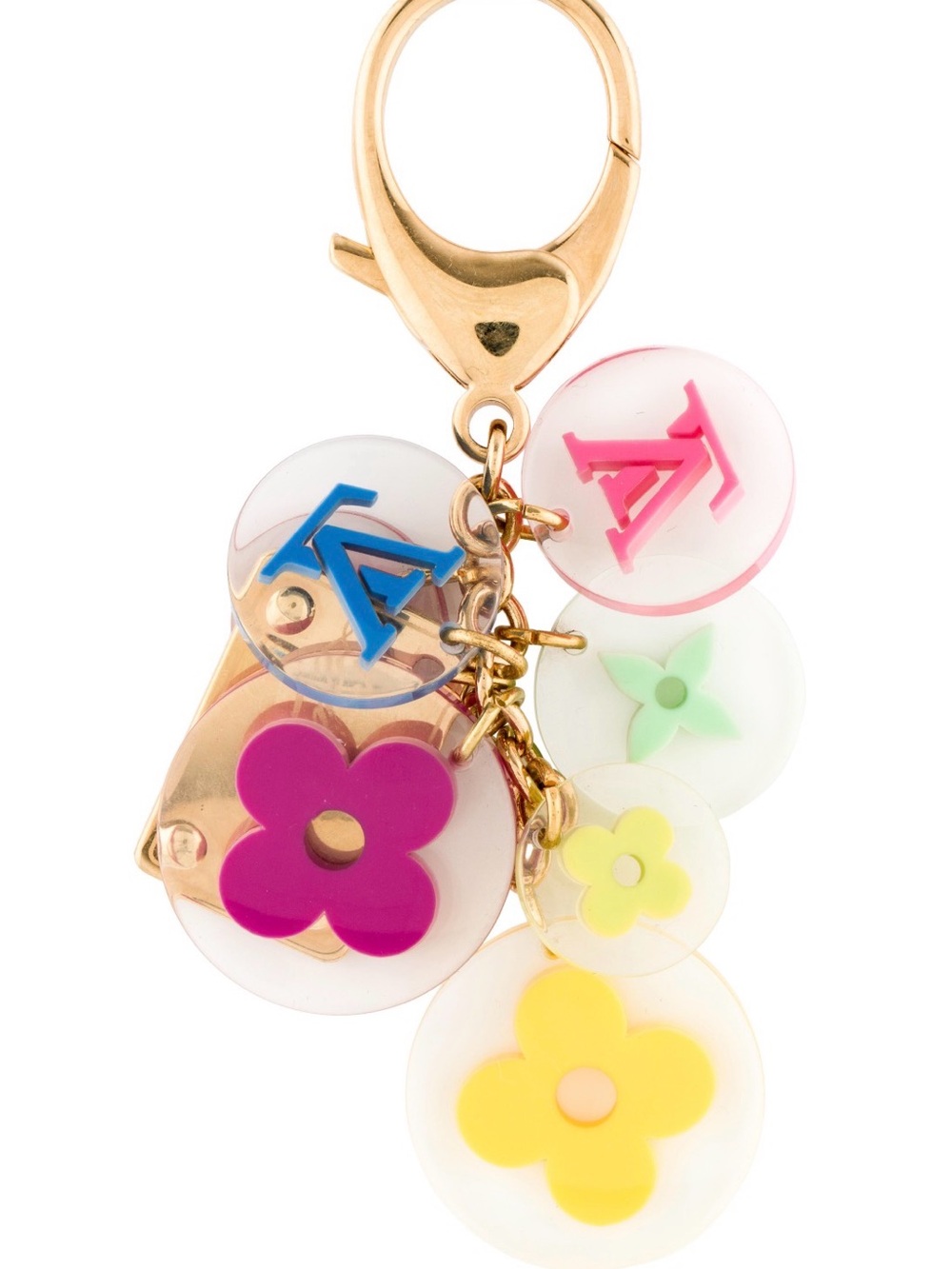 Louis Vuitton Multicolor Flower Charm Keychain - Pink/Yellow/Blue Accents
